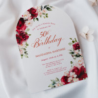 SURPRISE PARTY 50th Birthday Red Pink Floral Arch