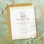 Surprise Party 50th Golden Anniversary Confetti Postcard<br><div class="desc">Personalise with your special fifty years golden anniversary surprise party details set in chic gold typography. Designed by Thisisnotme©</div>