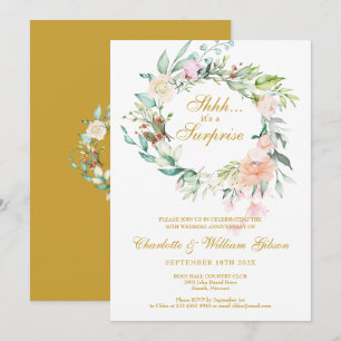 Surprise Party 50th Wedding Anniversary Floral Invitation