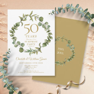 Surprise Party 50th Wedding Anniversary Greenery Invitation