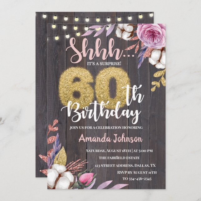 Surprise Party 60th Birthday Invitation (Front/Back)