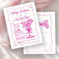 SURPRISE PARTY 60th Birthday Pink Doodle Martini