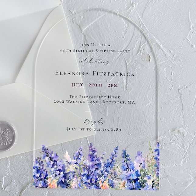 SURPRISE PARTY 60th July Birth Month Flower Acrylic Invitations (Creator Uploaded)