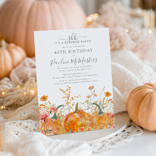 SURPRISE PARTY 65th Birthday Pumpkin Wildflower Invitation