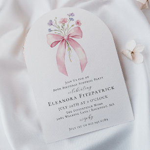 SURPRISE PARTY 80th Birthday Bow Wildflower Arch Invitation