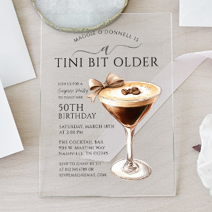 SURPRISE PARTY A Tini Bit Older Martini 50th Acrylic Invitations