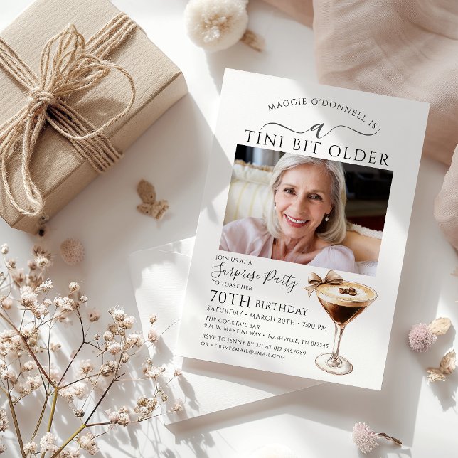 SURPRISE PARTY A Tini Bit Older Martini 70th Invitation (Creator Uploaded)