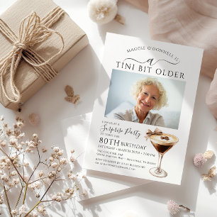 SURPRISE PARTY A Tini Bit Older Martini 80th Invitation