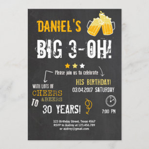 Surprise Party Cheers and beers birthday 30th Men Invitation