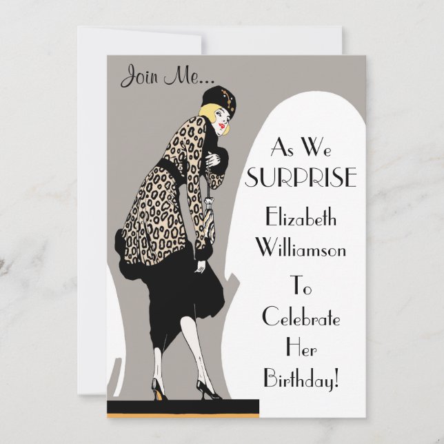 Surprise Party! Elegant Art Deco Party Invitations (Front)
