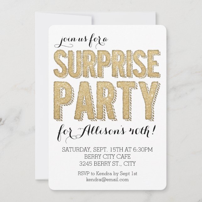 Surprise Party Glitter Invitation (Front)