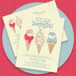 Surprise Party Ice Cream 18th Birthday Invitation Postcard<br><div class="desc">New for Summer 2024. Our "Ice Cream,  You Scream We All Scream Surprise!" invitation postcard. Three retro watercolor ice cream cones with patriotic red,  white and blue ice cream and sprinkles take centre stage above your birthday party details.</div>