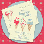 Surprise Party Ice Cream 30th Birthday Invitation Postcard<br><div class="desc">New for Summer 2024. Our "Ice Cream,  You Scream We All Scream Surprise!" invitation postcard. Three retro watercolor ice cream cones with patriotic red,  white and blue ice cream and sprinkles take centre stage above your birthday party details.</div>