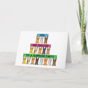 Surprise Party Invitation Cartoon Cats