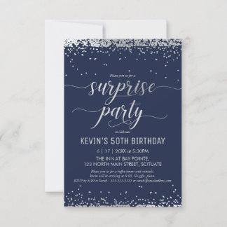 Surprise Party Invitation - Elegant Silver Invite