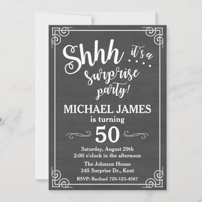 Surprise Party Invitation, Surprise Birthday Invitation (Front)