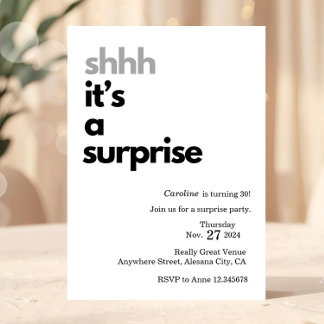 Surprise Party Invitation Template Minimalist Card
