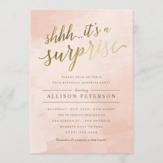 Surprise Party Invitations - Modern Faux Gold