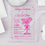 SURPRISE PARTY Pink Doodle Martini 18th Birthday Acrylic Invitations<br><div class="desc">Whimsical and feminine,  this espresso martini theme surprise birthday invitation features a large pink doodle martini and frame. All of the text is editable.</div>