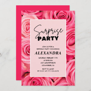 Surprise party Pink Floral 72nd birthday Invitation