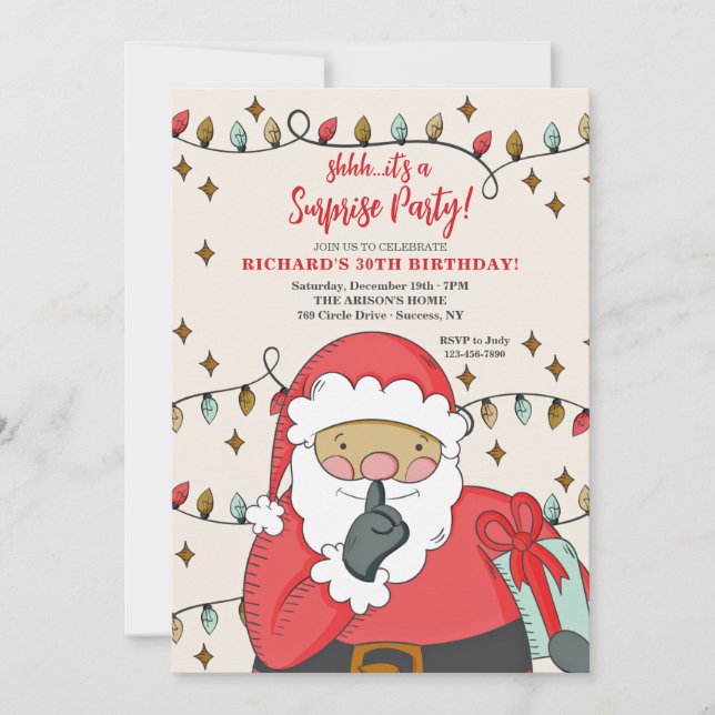Surprise Party Santa Invitation (Front)