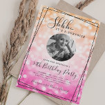 SURPRISE Photo 50th Birthday Ombre Pink Bokeh Invitation<br><div class="desc">An elegant "50th Birthday" party invitation design with personalized photo,  modern typography and a bokeh lights background.</div>