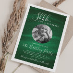 SURPRISE Photo 50th Birthday Party Green Glam  Invitation<br><div class="desc">An elegant "50th Birthday" party invitation design with personalized photo,  modern typography and a sparkling fabric background.</div>