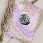 SURPRISE Photo 50th Birthday Party Purple Marble  Invitation<br><div class="desc">An elegant "50th Birthday" party invitation design with personalized photo,  modern typography and a faux sparkling Marble background.</div>