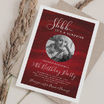 SURPRISE Photo 50th Birthday Party Red Glam  Invitation<br><div class="desc">An elegant "50th Birthday" party invitation design with personalized photo,  modern typography and a sparkling fabric background.</div>