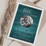 SURPRISE Photo 50th Birthday Party Teal Glam  Invitation<br><div class="desc">An elegant "50th Birthday" party invitation design with personalized photo,  modern typography and a sparkling fabric background.</div>