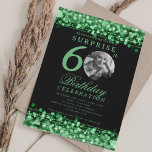 SURPRISE Photo 60th Birthday Green Lights Invitation<br><div class="desc">An elegant "60th Birthday" party invitation design with personalised photo,  modern typography and a string lights background.</div>
