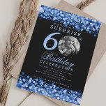 SURPRISE Photo 60th Birthday Navy Blue Lights Invitation<br><div class="desc">An elegant "60th Birthday" party invitation design with personalised photo,  modern typography and a string lights background.</div>
