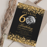 SURPRISE Photo 60th Birthday Party Gold Lights Invitation<br><div class="desc">An elegant "60th Birthday" party invitation design with personalised photo,  modern typography and a string lights background.</div>