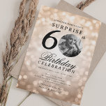 SURPRISE Photo 60th Birthday Party Rose Gold Bokeh Invitation<br><div class="desc">An elegant "60th Birthday" party invitation design with personalised photo,  modern typography and a bokeh lights background.</div>