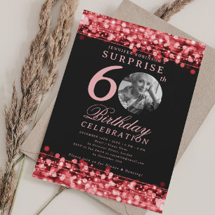 SURPRISE Photo 60th Birthday Red Lights Invitation