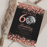 SURPRISE Photo 60th Birthday Rose Gold Lights Invitation<br><div class="desc">An elegant "60th Birthday" party invitation design with personalised photo,  modern typography and a string lights background.</div>