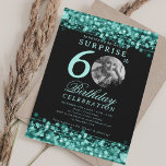 SURPRISE Photo 60th Birthday Turquoise Lights Invitation<br><div class="desc">An elegant "60th Birthday" party invitation design with personalised photo,  modern typography and a string lights background.</div>