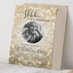 SURPRISE Photo 70th Birthday Gold Sparkle Bokeh Invitation<br><div class="desc">An elegant "70th Birthday" party invitation design with personalized photo,  modern typography and a bokeh lights background.</div>
