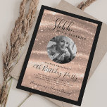 SURPRISE Photo 70th Birthday Rose Gold Glam  Invitation<br><div class="desc">An elegant "70th Birthday" party invitation design with personalized photo,  modern typography and a sparkling fabric background.</div>