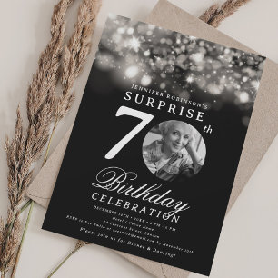 SURPRISE Photo 70th Birthday Silver Midnight  Invitation