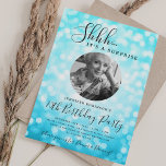 SURPRISE Photo 70th Birthday Turquoise Bokeh Invitation<br><div class="desc">An elegant "70th Birthday" party invitation design with personalized photo,  modern typography and a bokeh lights background.</div>