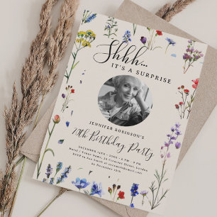 SURPRISE Photo 70th Birthday Wildflower Garden Invitation
