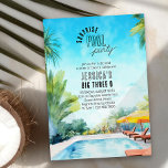 Surprise Pool Party Watercolor Adult Birthday Invitation<br><div class="desc">Surprise pool party invitation with inviting watercolor illustration of tropical swimming pool and sun terrace. Perfect for adult birthday party, poolside cocktails, beach party, tropical luau party etc. Easy to edit template so you can adjust for any age, ie., big three o can be changed for 30th birthday, 21st birthday...</div>