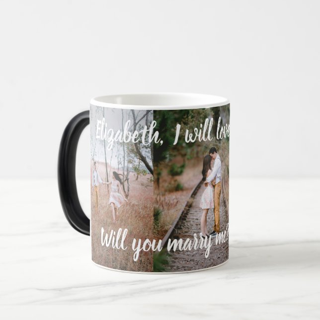 Surprise Proposal Hidden Marry Me Photo Morphing Magic Mug (Front Left)