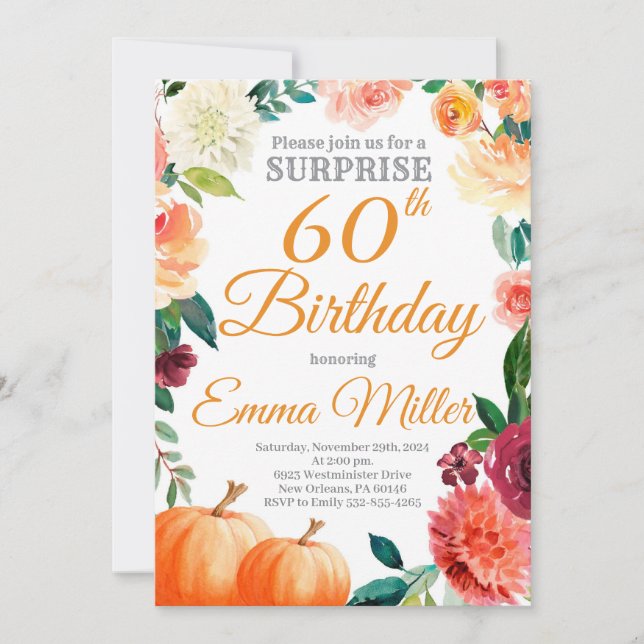 Surprise Pumpkins Autumn Birthday Invitation (Front)