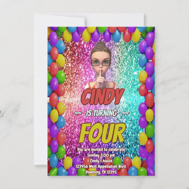 Surprise Quiet Secret birthday invite (Front)