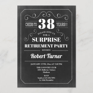 Surprise Retirement Party - Chalkboard Pattern Invitation