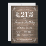 Surprise Rustic 21st Birthday Invitation Floral<br><div class="desc">Surprise Rustic 21st Birthday Invitation with Rustic Wood Background and Floral Flower Pattern. Adult Birthday. Male Men or Women Birthday. Kids Boy or Girl Lady Teen Teenage Bday Invite. 13th 15th 16th 18th 20th 21st 30th 40th 50th 60th 70th 80th 90th 100th. Any Age. For further customisation, please click the...</div>