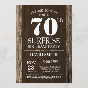 Surprise Rustic 70th Birthday Invitation Vintage