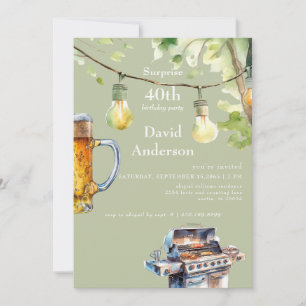 Surprise Sage 40th BBQ Birthday Invitation